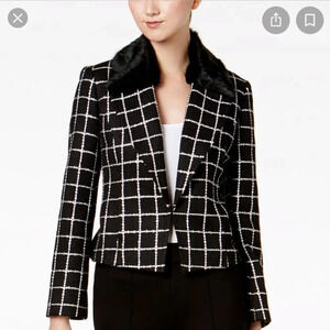 NINE WEST Women's Tweed Kiss Front Jacket